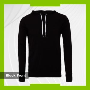 Bella+Canvas Fleece Hoodie - Black with White Drawstring
