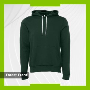 Bella+Canvas Fleece Hoodie - Forest with White Drawstring