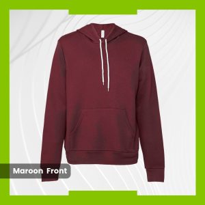 Bella+Canvas Fleece Hoodie - Maroon with White Drawstring