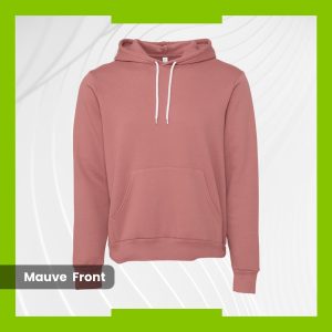 Bella+Canvas Fleece Hoodie - Mauve with White Drawstring