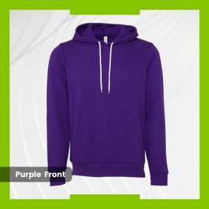 Bella+Canvas Fleece Hoodie - Purple with White Drawstring